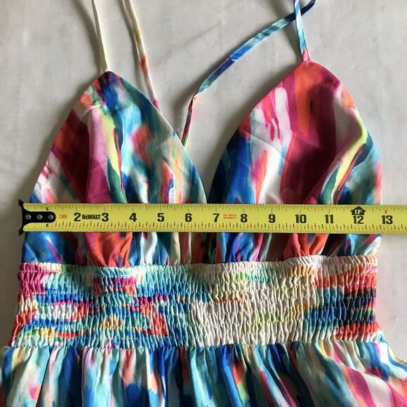 L’ATISTE Color spectrum Tiered Maxi Dress Size Small - Picture 10 of 11